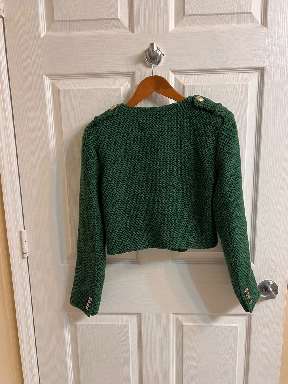 Zara Green Cropped blazer Jacket with Gold Buttons XS - Picture 7 of 11